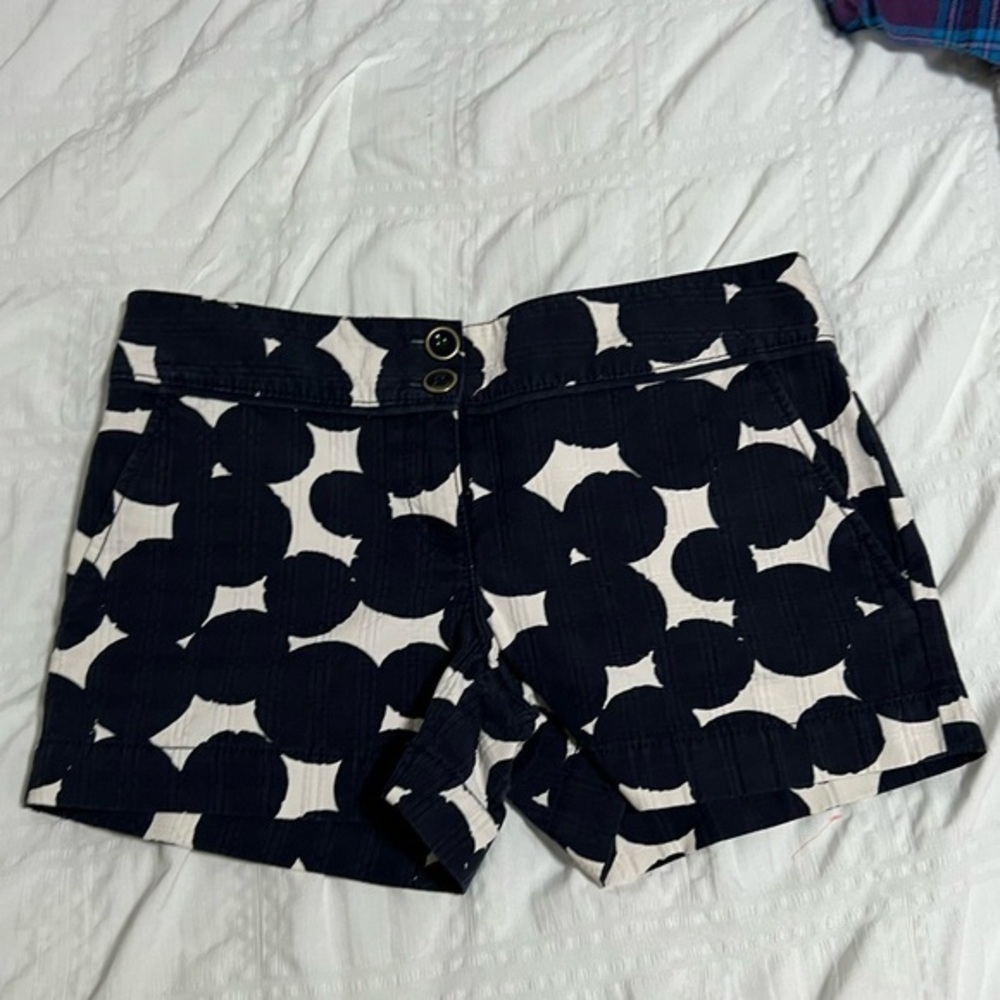 Loft Blue and White Polka Dot Two Button Shorts Size 2